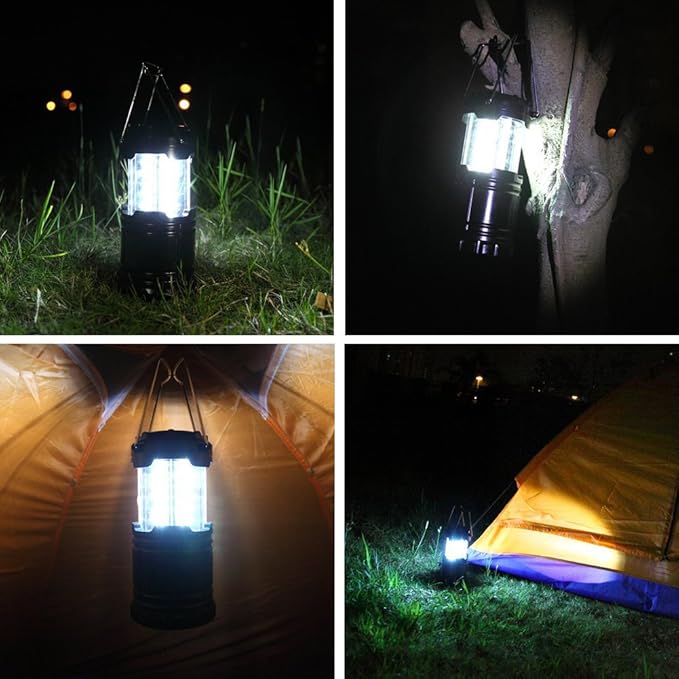 LED Battery Powered Lanterns, Portable, Waterproof, Collapsible Lights for Camping, Emergency, Hurricane, Storms, and Power Outages, Pack of 4