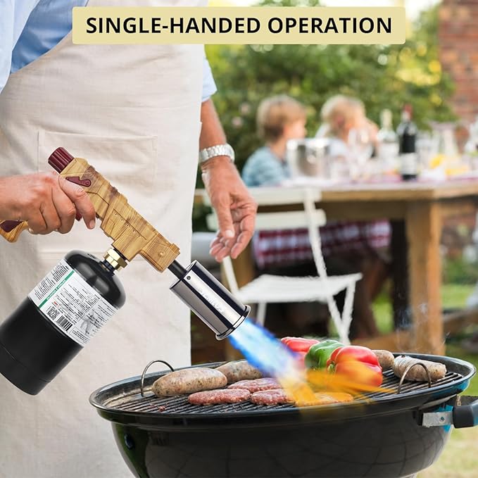 Semlos Propane Torch - Kitchen Torch - Powerful Grill Gun - Charcoal Lighter - Campfire Starter - Sous Vide - Chef Blow Torch for Searing Steak & Creme Brulee & BBQ(Propane Tank Not Included)