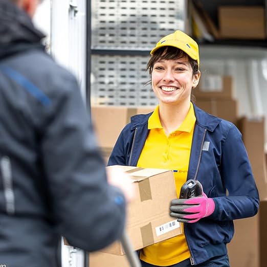 Kebada W1 Work Gloves Women, PU Coated Safety Gloves with Grip, Touchscreen, Ideal for Warehouse Package Handling, Construction, Gardening, Pink X-Small