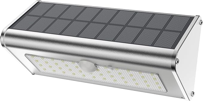 Super Bright Solar Outdoor Lights IP65 Water Proof, 1100 Lumens Wireless 4500mAh LED Motion Sensor Lights, Aluminum Metal Housing Security Lights with 4 Modes Flood Wall Lights, 1 Pack (Daylight)