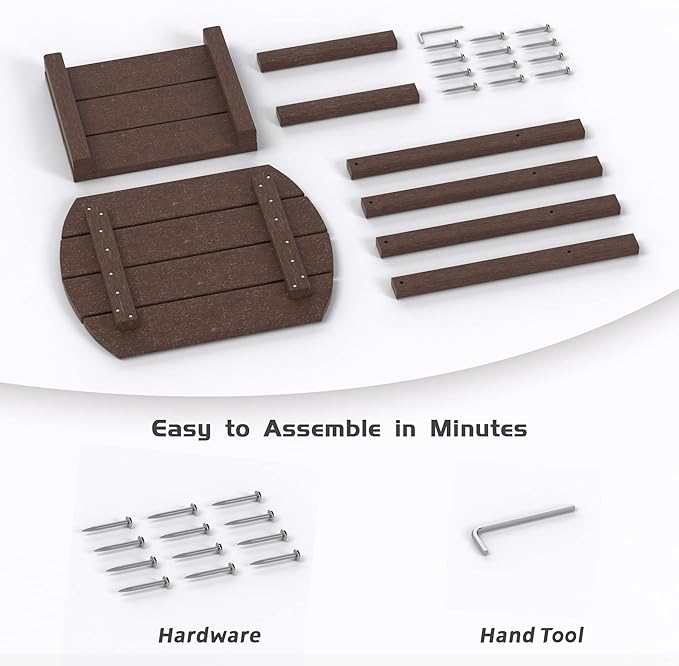 TORVA Patio Adirondack Side Table, Outdoor End Tables All-Weather Resistant HDPE Humidity-Proof Long Time Use for Deck, Lawn,Garden, Porch, Backyard End Table(Brown Color)(2 Tier)