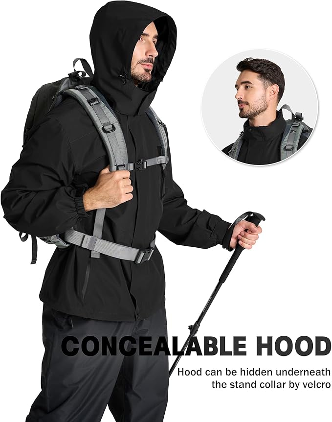 SWISSWELL Mens Rain Jackets Waterproof with Hood Men Windbreaker Jackets Lightweight Rain Coats for Golf Fishing Hiking