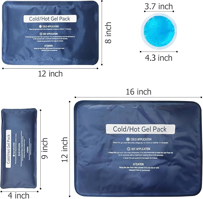 Hot & Cold Gel Packs for Pain Relief 8PCS Reusable Blue Cold Pack Ice Packs with Cloth Backing for Swelling, Bruises, Injuries, Surgery, Toothache (8 Pack)