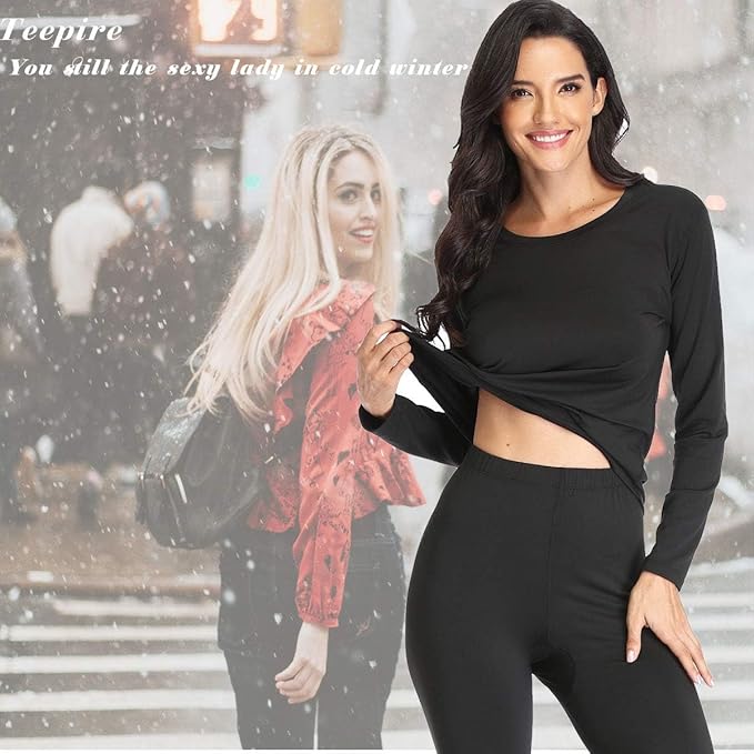 Women 's Thermal Underwear Set with Lightweight Ultra Soft Fleece Lined,Long John Set, Skiing Base Layer