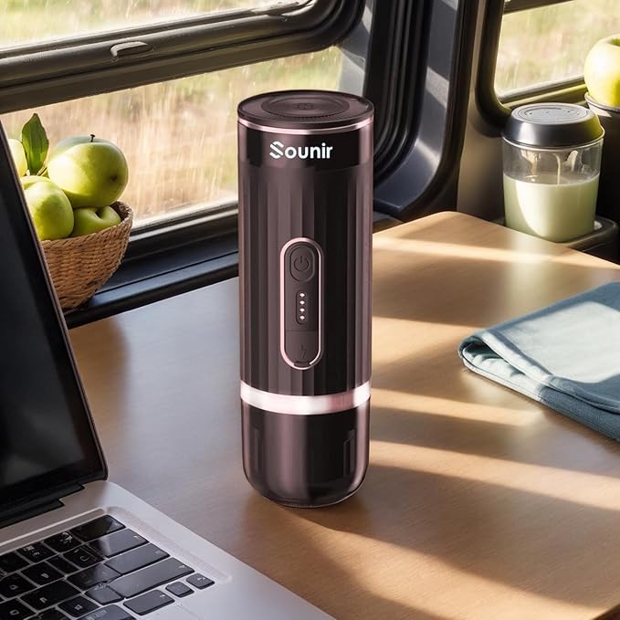 Portable Espresso Machine, Travel Coffee Maker for Camping, Outdoor, Office, Self Heating Type C Charger, NS Capsule & Ground Coffee, For Travel, Outdoor, Hiking, Office,(Dark Grey)