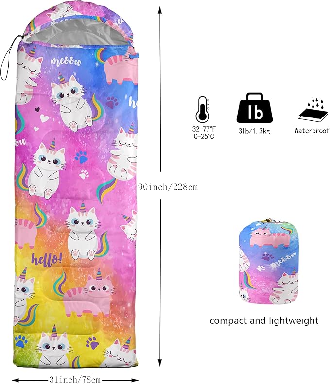 QOOMO Camping Sleeping Bags,3 Season Warm & Cool Weather,Lightweight,Waterproof Sleeping Bags for Adults & Kids,Traveling,and Outdoors,Camping Gear Equipment