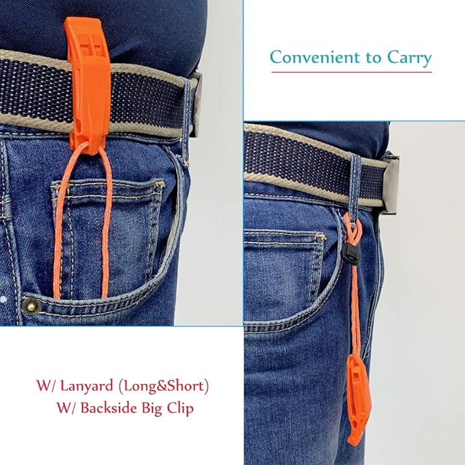 Emergency Safety Whistle with Lanyard, Loud Pea-Less Whistles for Boating Kayaking Life Vest Survival Rescue Signaling.