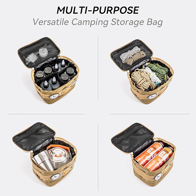 HIKEMAN Camping Portable Spice Set with 9 Spice Containers Pepper & Salt Spice Shakers, Separable Storage Bag for Outdoor Travel Camping BBQ Picnic (Black)