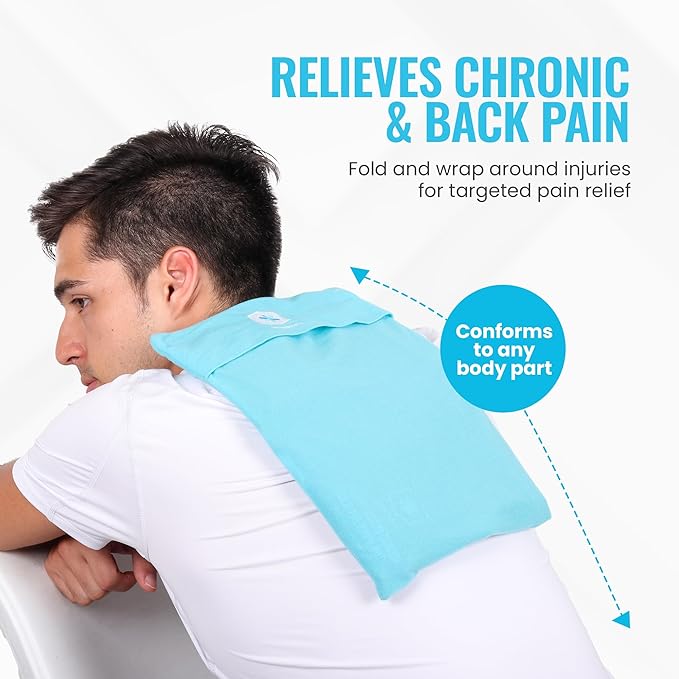 ICEWRAPS 10”x14” Reusable Ice Pack with Soft Fabric Cover - Multipurpose Flexible Cold Therapy Clay Ice Packs for Knee and Back Swelling, Injury, and Chronic Pain Relief