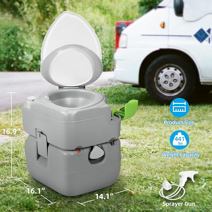 YITAHOME Portable Toilet Camping Porta Potty 5.8 Gallon with Diagonal Deepened and Enlargerd Bowl, Hand Sprayer, Level Indicator, Carry Bag, Portable Toilet for Adults, RV Travel, Boat and Trips