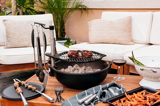 Bola Traveler | Completely Adjustable & Rotatable Tabletop-Safe Charcoal BBQ Grill (Black)