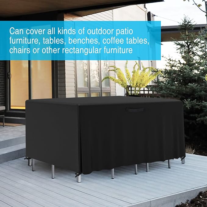 Kingling Patio Furniture Covers, Outdoor Furniture Cover Waterproof Rectangle Table Cover Patio Table Covers for Outdoor Furniturer Set (79" L X 63" W X 27" H)