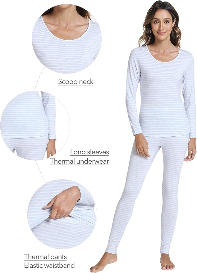 WiWi Soft Viscose from Bamboo Underwear for Women Thermal Long Johns Sets Super Warm Base Layer Top Pants Pajamas Set S-3X