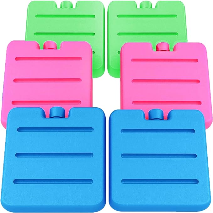 Kona Small Lunch Ice Packs Set of 6 - TSA Airline Compliant, Slim Reusable Freezer Packs, Approved Ice Replacement & Fits Most Anywhere, 3 X 3 Inches