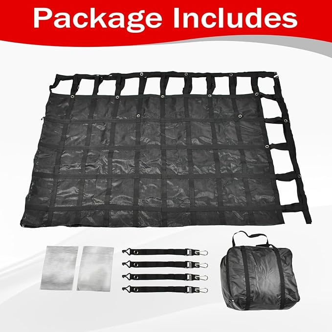 Heavy Duty 126" x 174" Truck Bed Cargo Net with Adjustable Cam Buckles & S-Hooks & Cross Strap,10.5' x 14.5' Cargo Net with 1500LBS Capacity for Pickup Truck Bed Trailer SUV Jeeps