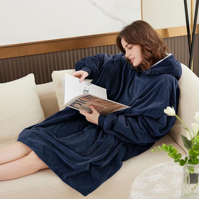 LetsFunny Blanket Hoodie,Oversized Wearable Sherpa Fleece Blanket Sweatshirt,Super Soft Warm Cozy with Giant Pocket,Gifts for Women Men Adults Teenagers Kids, One Size Fits All
