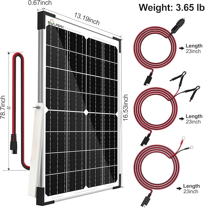 SOLPERK 12V 50W Solar Battery Charger, 2pcs 25W Solar Battery Maintainer+Waterproof 8A Controller+Adjustable Mounts for RV, Car, Boat, Marine, Etc