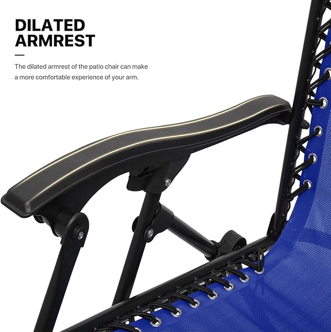 MoNiBloom 3 Pack Lounge Beach Chairs for Outside, Zero Gravity Camping Chairs with Side Table, Pillow and Tray, 330lbs Capacity, Blue