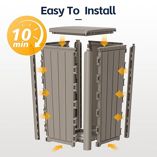 Outdoor Trash Can 23 Gallon Garbage Can with Lid Waterproof Resin Garbage Patio Waste Bin for Garden, Backyard, Deck,Gray