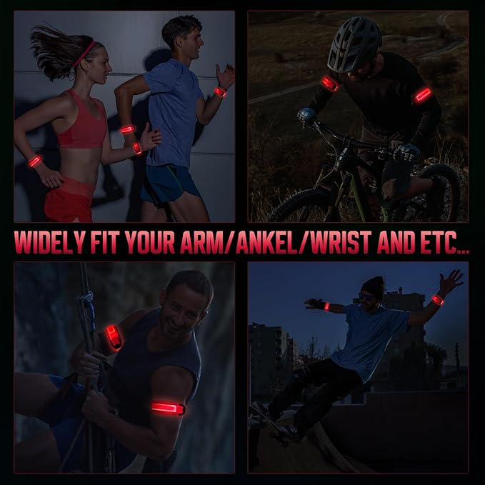 LED Armband for Running (2 Pack), Light Up Armbands Rechargeable, Running Lights, High Visibility Reflective Running Gear for Running Walking Cycling