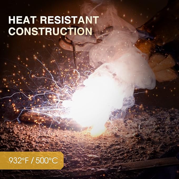 TOOLIOM 16 Inches 932℉ Welding Gloves for MIG/Stick Welding Heat Fire Resistant Leather Forge with Kevlar Stitching Reinforced Thumb and Palm Mitts for Welding/Oven/Grill/Pot Holder/Fireplace/Baking