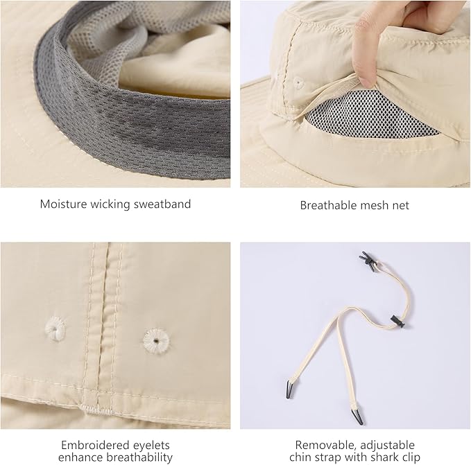 BASSDASH UPF 50+ Mosquito Net Hat with Stowable Neck Flap for Men Women Outdoor Fishing Hiking Camping Gardening FH17