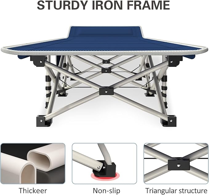 Camping Cot with Mattress Comfortable Cots for Sleeping Camping Bed Folding Cot Double Layer Oxford Heavy Duty with Carry Bag for Home Travel Outdoor Indoor