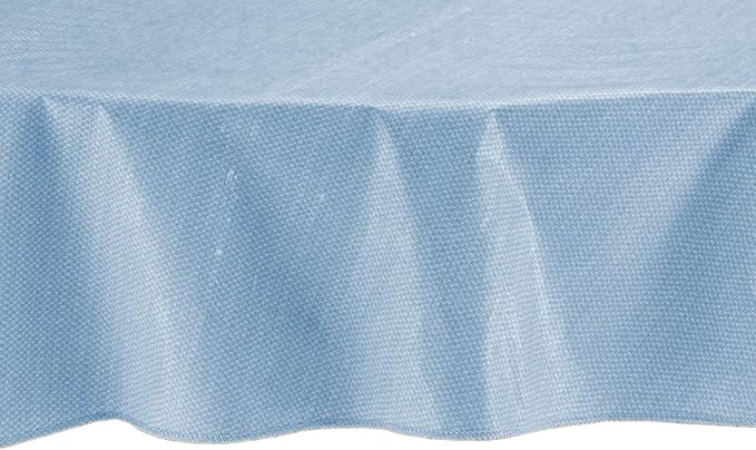 LAMINET Stitched Edge Drop Tablecloth - Basketweave (Blue) - Oblong - Fits Tables up to 60 x 120