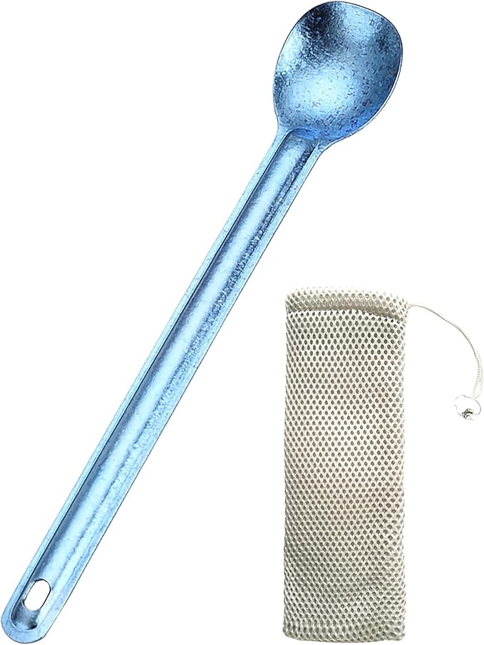 Titanium Long Handel Spork and Spoon, Camping Spork and Spoon, Soup Spoon, Eco-Friendly Coffee Spoon, Portable Travel Camping Utensils