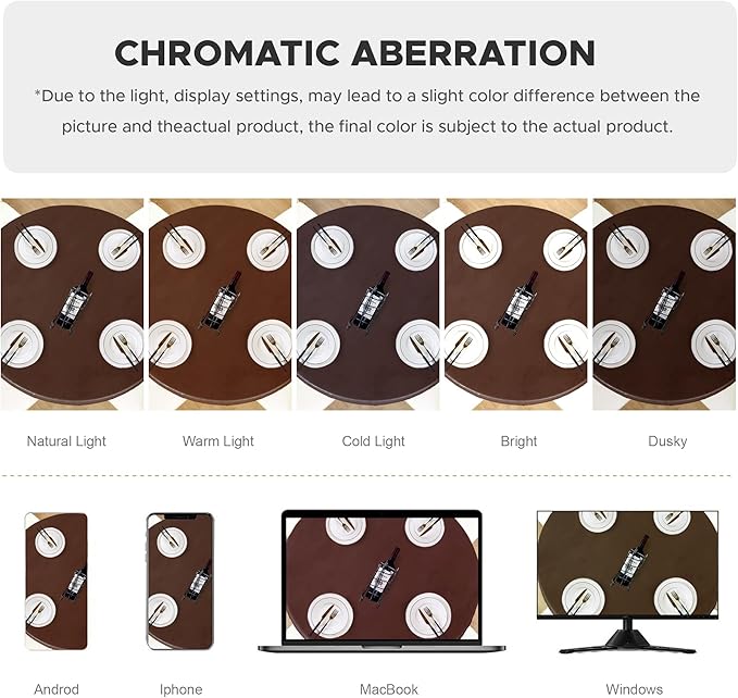 LUSHVIDA Round Waterproof Table Cover Elastic Vinyl Fitted Tablecloth Elastic Edged Plastic Table Cloth (Deep Coffee, Best for Up to 45"-56" Round)