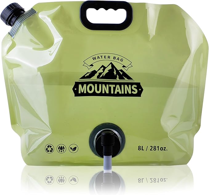 Camping Water Jug 2.1 Gallon Collapsible Water Container Portable Water Bag for Travel Outdoor Hiking BPA Free Lightweight (Green (2.1 Gal), 4)