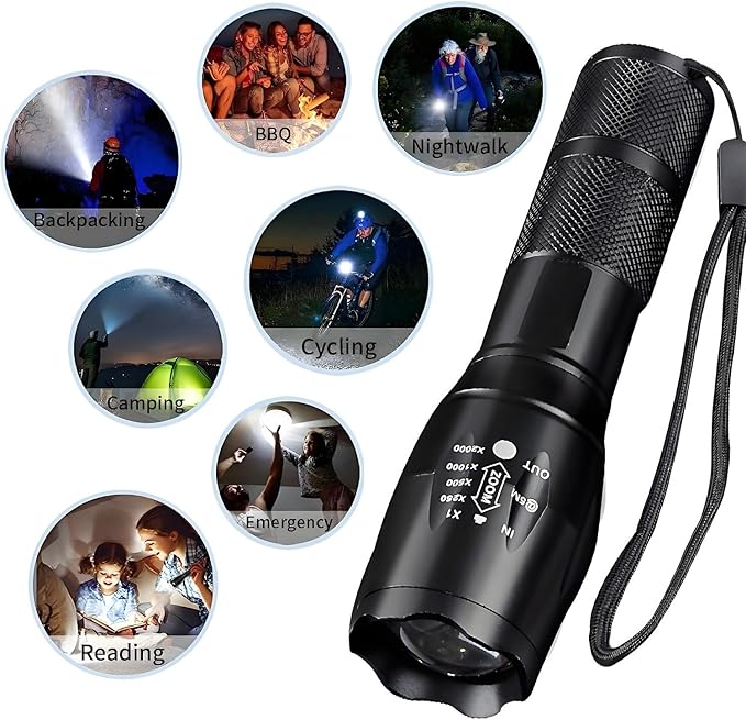 LED Flashlights 10 Pack, Bright Tactical Flashlight High Lumens with 5 Modes, Waterproof Zoomable Flash Light, Portable Torch for Camping Hiking Outdoor Home Emergency
