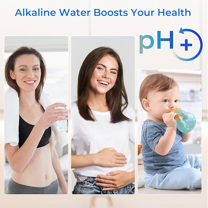 Alkaline Waterdrop Gravity-fed Water Filter System, Increase PH, Reduces Fluoride and up to 99% of Chlorine, with 4 Filters and Metal Spigot, King Tank Series, 2.25G