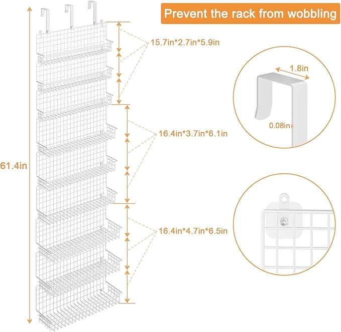 JKsmart 9-Tier Spice Rack Organizer with Door Hook, Wall Mount, and Extra Large Capacity for Pantry – Stylish White Design for Effortless Organization, Ultimate Kitchen Storage Solution