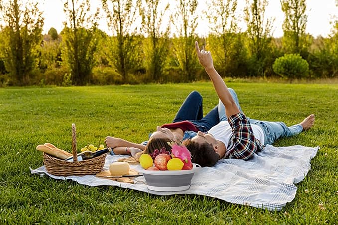 Collapsible Basin,Hand wash basins,Cleaning Basin,Plastic wash Basin,Portable Folding wash Basin,Suitable for Outdoor Camping and Travel (Gray and White)