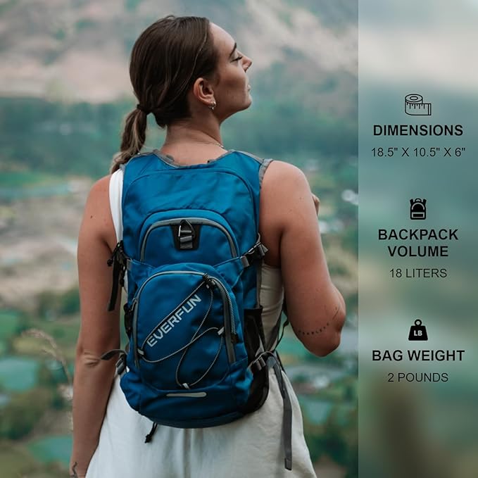 Everfun Hydration Backpack 18L with Water Bladder 2L/3L Hiking Water Backpack Women Men Hydration Pack Insulated Lightweight Day Hydropack with Storage for Hiking, Biking, Running, Festival