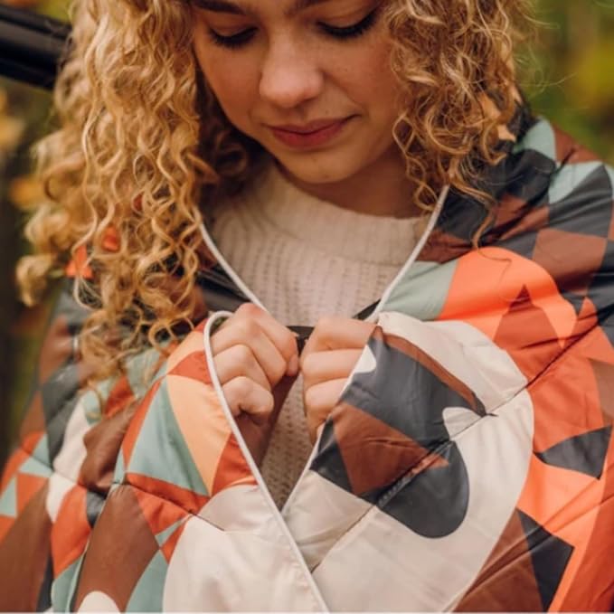 Rumpl Original Puffy Blanket - Warm, Water-Resistant Camping Blanket with 100% Recycled Synthetic Insulation, 52"x75", Original Puffy V1, Grizzly Slumber