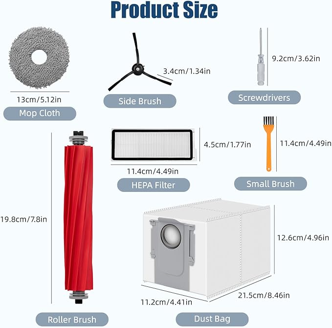 28 Pack Accessories Compatible with Roborock Qrevo S/Qrevo Pro/Qrevo Plus/Qrevo-Maxv Vacuum Robot,Parts Include:Main Brush,Side Brush,Hepa Filter,Mop Cloth,Dust Bag,Cleaning Brush&Screwdrive