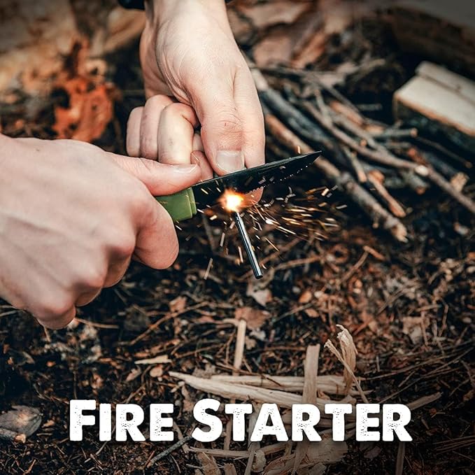 Tapirus Spork Tactical Orange | BPA Free Spoon Fork, Stainless Steel Knife and Fire Starter | 3 in 1 multipurpose utensil | Outdoor hiking, camping & backpacking gear | Fit for MRE