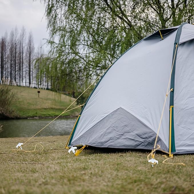 8" Screw in Tent Stakes Heavy Duty, Ground Anchors Screw in, Metal Threaded Tent Spikes, Camping Pegs for Canopies & Gardening Inflatable Decor (20 PCS Luminous)