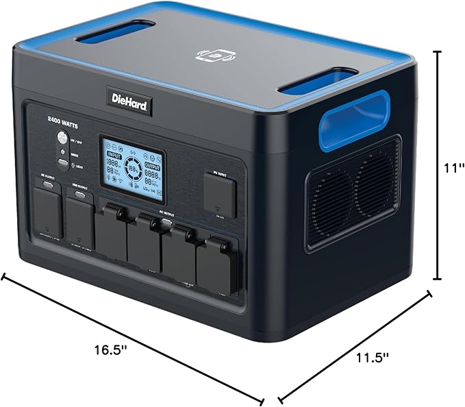 DieHard Portable Power Station 2400-Watt (4800-Watt Peak) 2048Wh - Quiet Solar Generator, Lightweight Solution for Home Backup, Weather Emergencies, Outdoor Recreation, Jobsite and More