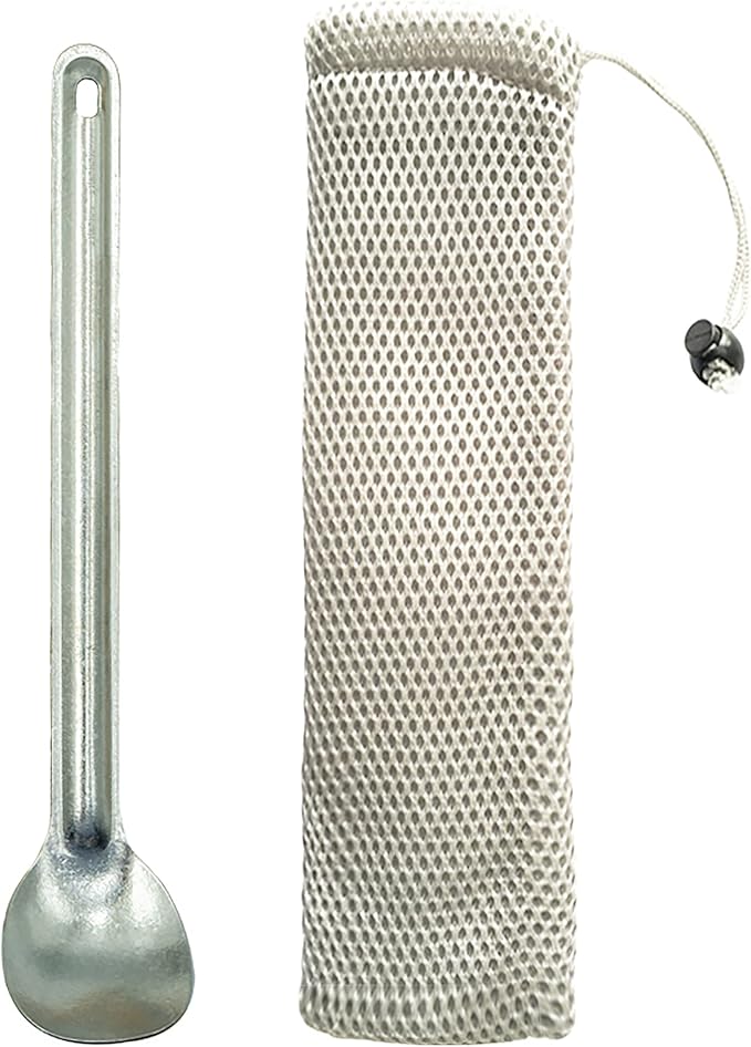 Titanium Long Handel Spork and Spoon, Camping Spork and Spoon, Soup Spoon, Eco-Friendly Coffee Spoon, Portable Travel Camping Utensils