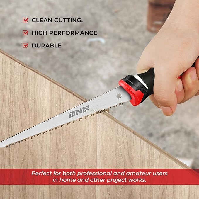 DNA MOTORING 6 in Drywall Wallboard Hand Saw, Bi-Ground Teeth Jab Saw, Faster Cutting Handsaw for Drywall, Wallboard, Plywood, PVC, TOOLS-00588