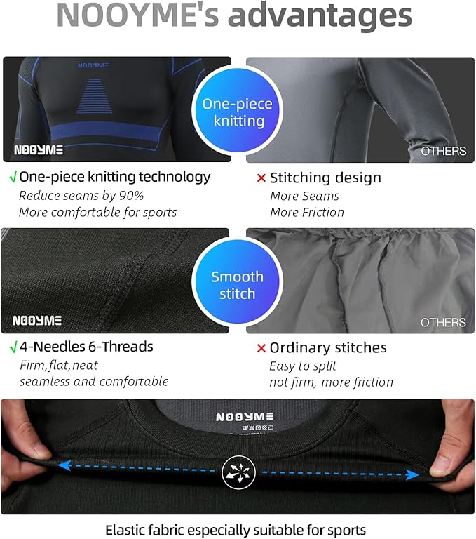 NOOYME Thermal Underwear Long Johns for Men - Long Underwear Base Layer for Cold Weather