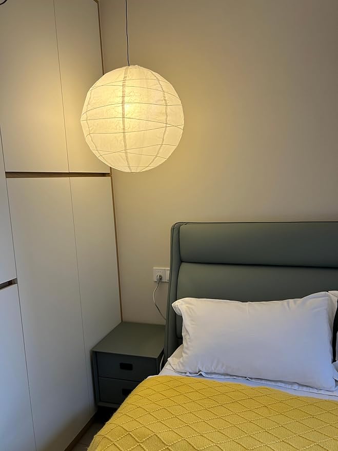 (19.69'') Spheroidal Large Round Paper Lantern Lamp,White Irregular Hanging Lanterns Shades,Japanese Lantern Vintage Rice Paper Pendant Lamp Shades