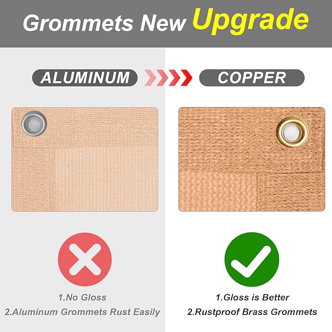 Cool Area Sun Shade Cloth with Grommets 12×24 FT Shade Panel Shade Tarp Screen Fabic for Outdoor Patio Pergola Cover Deck Garden, Peach Fuzz (Customized)