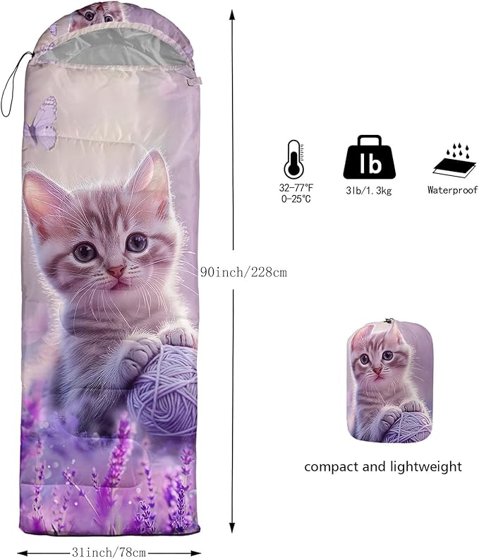 HOSIMA Dear Hunting Pattern Cold Weather Sleeping Bags for Adults,Black Light Weight Sleeping Bags for Kids Adults,WaterProof Sleeping Bags for Outdoors Hiking.