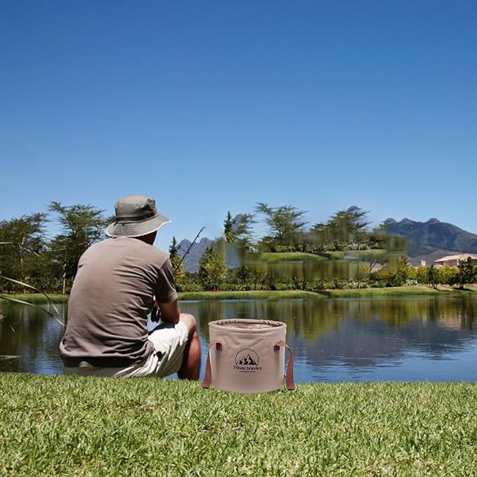 Multifunctional Portable Folding Bucket Water Supplies for Outdoor Garden Camping Fishing Car Wash Space Saving (15L and 20L, Grey)