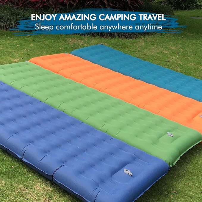 MEETPEAK Camping Sleeping Pad, 5 Inch Extra Thickness Inflatable Sleeping Mat Built-in Foot Pump, Compact & Lightweight Camping Air Mattress for Hiking, Traveling, Backpacking, Tent