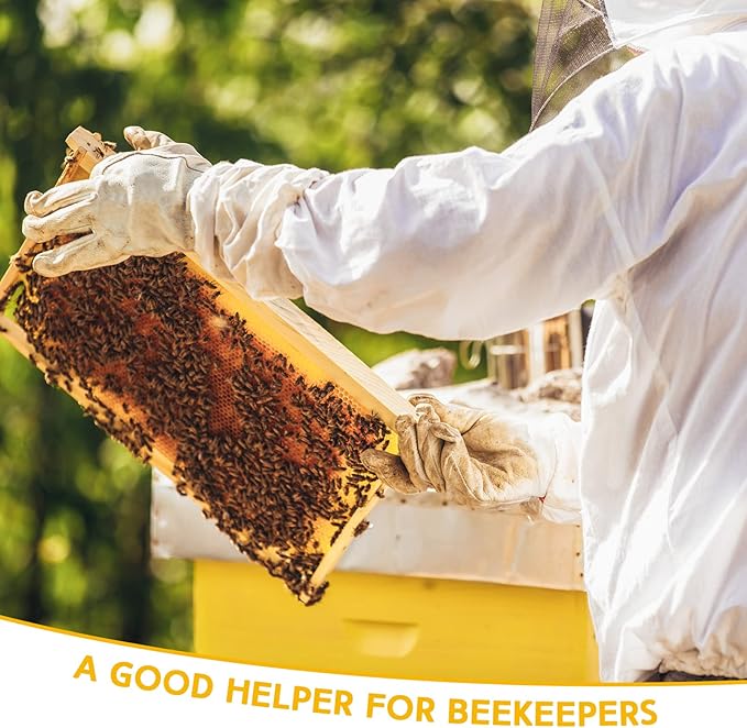 Xuhal Bee Keeping Hats and Gloves Includes Thick Goatskin Leather Bee Gloves with Ventilated Sleeves and Bee Keeper Fencing Veil Mosquito Hats Sun Hat with Hidden Net Mesh Mask